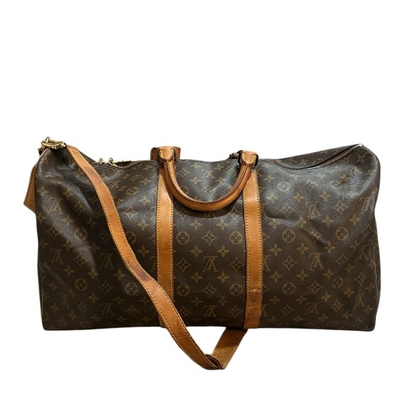 Louis Vuitton Monogram Canvas Keepall Boston Bandouliere 55 Travel Tote Bag - Picture 4 of 14
